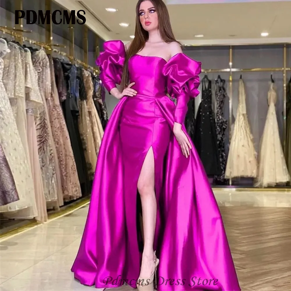 PDMCMS Fuschia Satin Mermaid Evening Dresses With Detachable Train Strapless Long Sleeves Split Arabic Red Celebrity Prom Gowns
PDMCMS Fuschia Satin Mermaid Evening Dresses With Detachable Train Strapless Long Sleeves Split Arabic Red Celebrity Prom Gowns