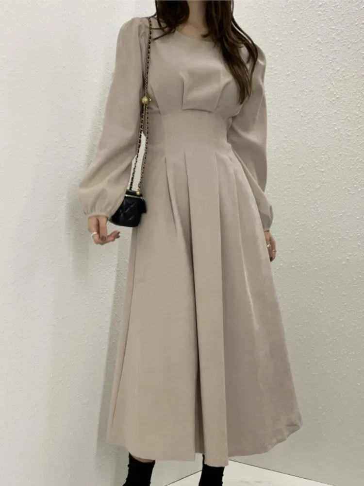 Elegant Midi Dress For Women Long Sleeve Lace Up O-Neck A-Line Dresses Korean Chic Casual Spring Autumn New Fashion Clothing
Elegant Midi Dress For Women Long Sleeve Lace Up O-Neck A-Line Dresses Korean Chic Casual Spring Autumn New Fashion Clothing