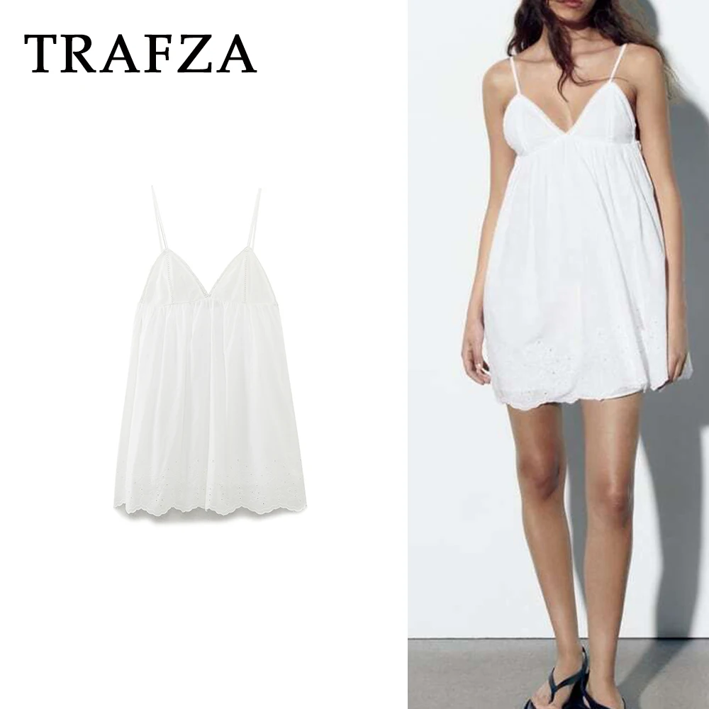 TRAFZA 2024 Women Spring Casual Solid Dress Spaghetti Mini Strap Short Dress Decorative Border Sleeveless Women Elegant Dress
TRAFZA 2024 Women Spring Casual Solid Dress Spaghetti Mini Strap Short Dress Decorative Border Sleeveless Women Elegant Dress