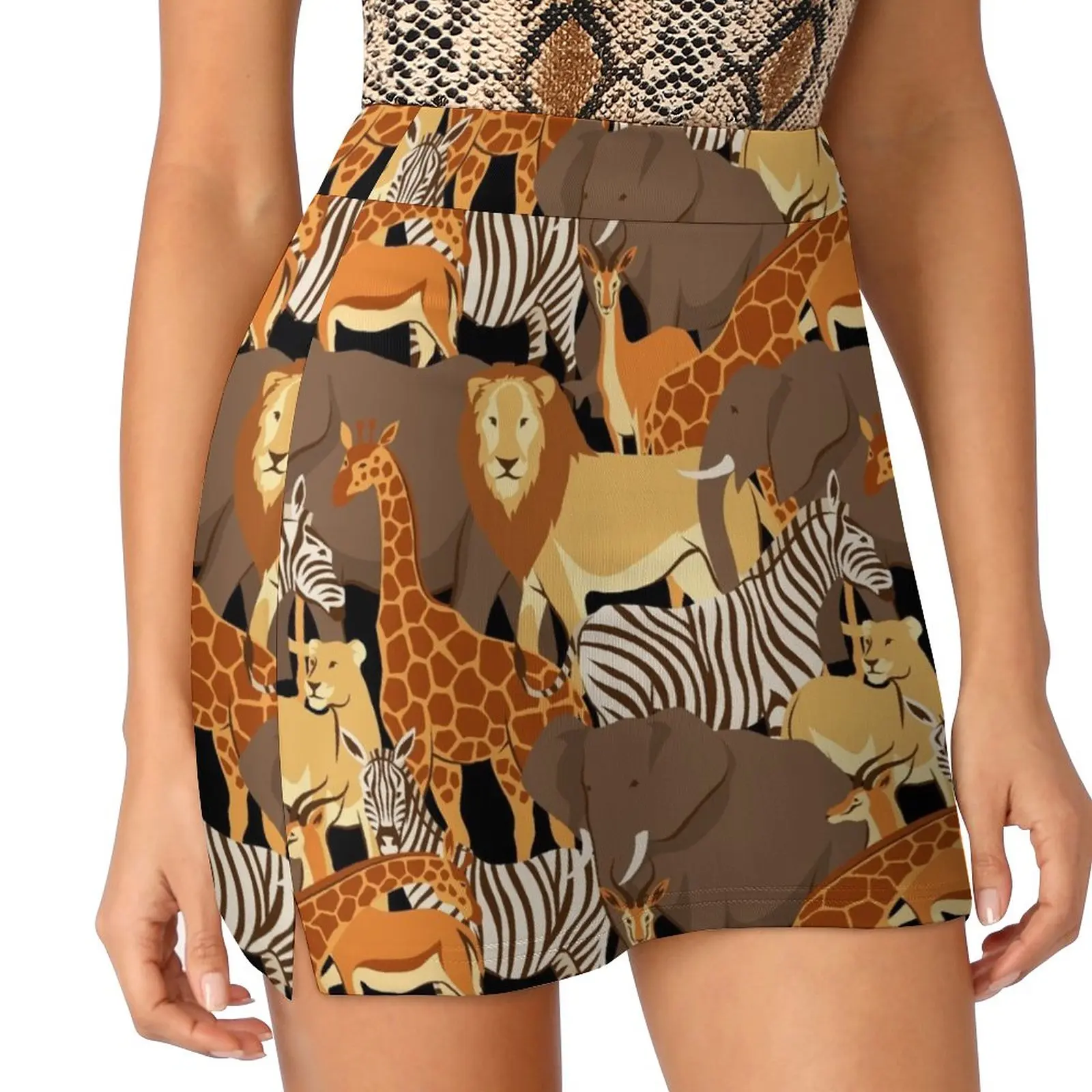 

Сафари, жираф, Зебра, слон, юбка-брюки с рисунком животных, женское летнее платье, одежда в Корейском стиле для косплея