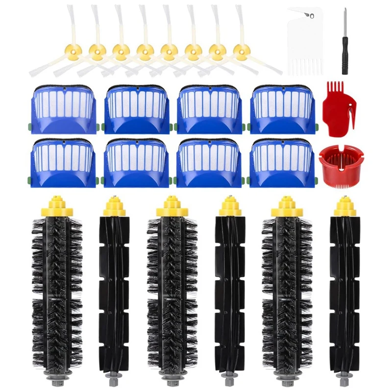 

Fit For Irobot Roomba 600 Series 605 606 610 615 616 620 621 625 630 631 Main Side Brush Hepa Filter Parts Accessories 1Set