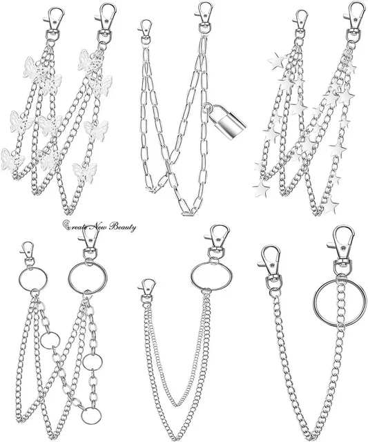 Ensemble de porte-clés superposés pour hommes et femmes, porte-clés à la taille, accessoires de bijoux, pantalons hip-hop, ceinture, jean, punk rock, 3 pièces 1