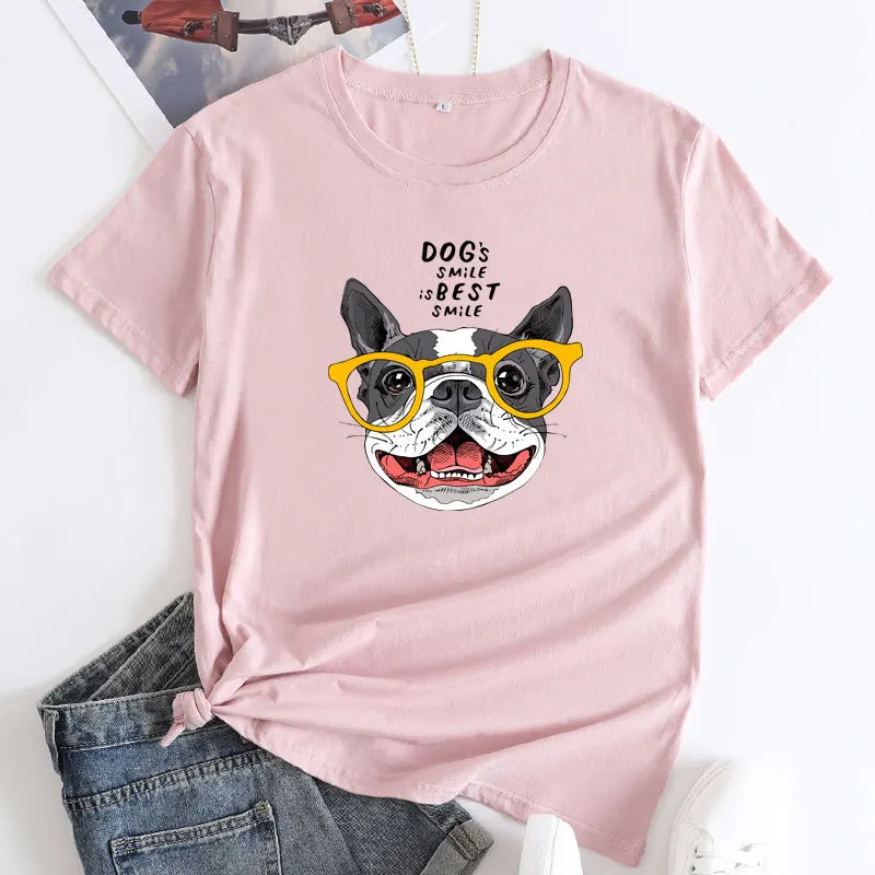COTTON 100% Women's Europe and The United States Puppy Print Round Neck Short-sleeved T-shirt Blouse Oversized T Shirt TOPS
COTTON 100% Women's Europe and The United States Puppy Print Round Neck Short-sleeved T-shirt Blouse Oversized T Shirt TOPS