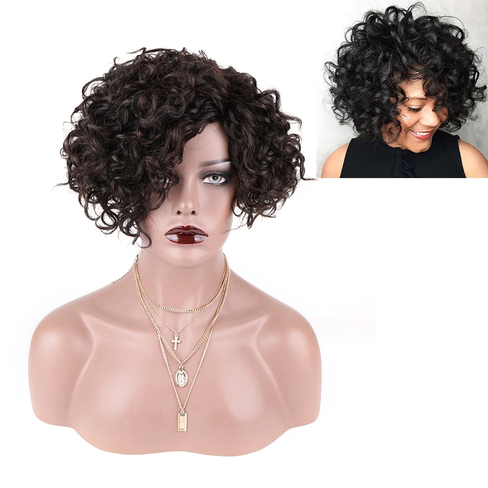 Short Curly Human Hair Wigs for Black Women Brazilian Remy Full Wig with Bangs Bouncy Curl Nature Wave Black Cosplay Party Wigs
Short Curly Human Hair Wigs for Black Women Brazilian Remy Full Wig with Bangs Bouncy Curl Nature Wave Black Cosplay Party Wigs