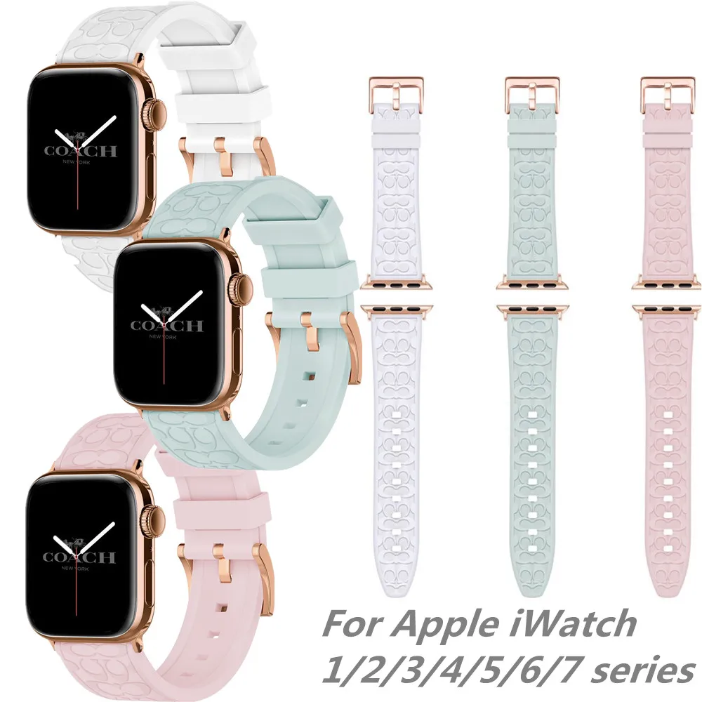 Luxury For Apple Watch Strap IWatch Series 7 6 band, Embossed Silicone Strap with metal buckle Series 7 Iwatch Strap Ladies
Luxury For Apple Watch Strap IWatch Series 7 6 band, Embossed Silicone Strap with metal buckle Series 7 Iwatch Strap Ladies