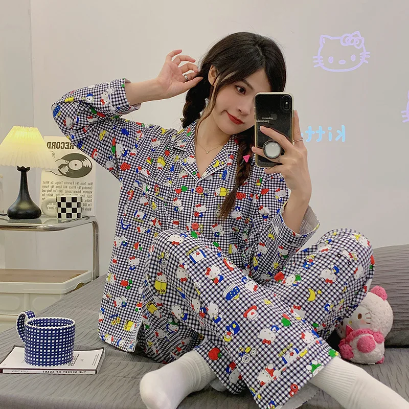 Kawaii Sanrio Anime Hello Kitty Cute Cartoon Grid Pattern Spring Milk Silk Long Sleeve Cardigan Home Pajama Set Gifts for Girls
Kawaii Sanrio Anime Hello Kitty Cute Cartoon Grid Pattern Spring Milk Silk Long Sleeve Cardigan Home Pajama Set Gifts for Girls