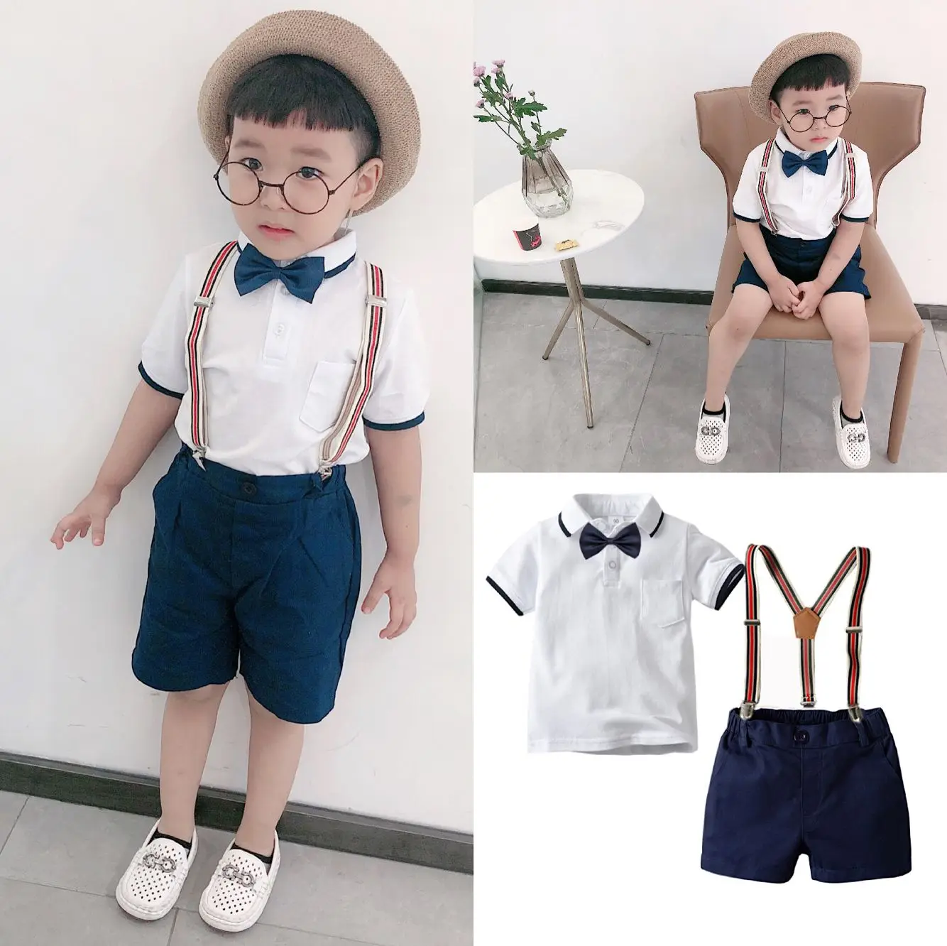 Children's suspenders set, 1 year old baby dress, kindergarten June Day performance uniform, boys' British style summer suit
Children's suspenders set, 1 year old baby dress, kindergarten June Day performance uniform, boys' British style summer suit