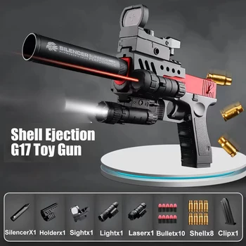 Experimente a Emoção da Batida com a Pistola Elétrica M416 e a Pistola Glock! 8 Shell Ejection G17 Soft Bullet Toy Gun Desert Eagle Airsoft Pistol Foam Launcher for Kids Boys Gift CS Shooting Games Weapons