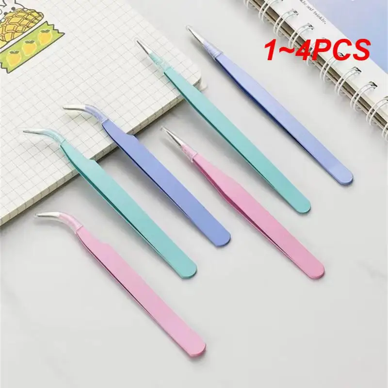 

1~4PCS set Macarons Tweezers for Scrapbooking Paper Nail Clip Stickers Straight Elbow Stainless Steel Tweezer Nail Tool