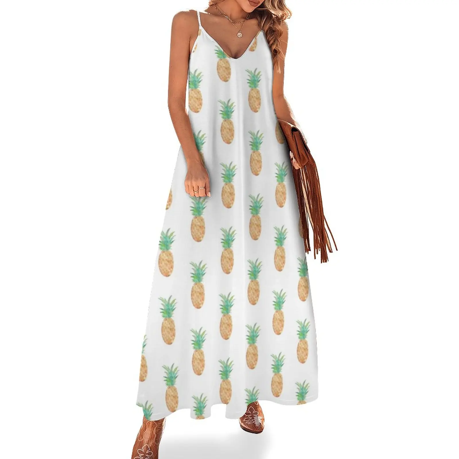 

Pineapple Sleeveless Dress ladies dresses for special occasions long dress women Women's evening dress