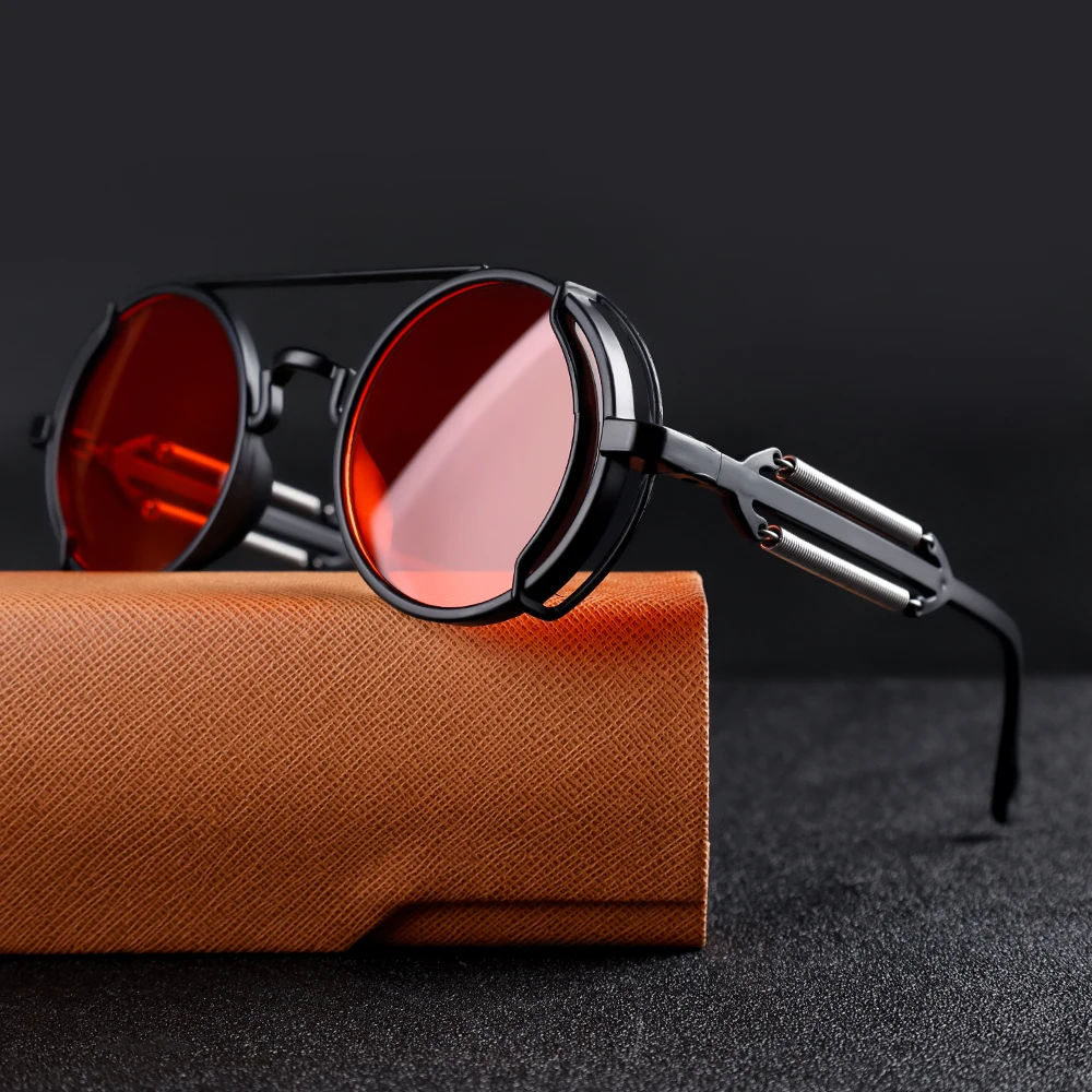 

Vintage Steampunk Sunglasses Men Gothic Punk Round Frame Sun Glasses Brand Designer Women Classic Eyewear UV400 Oculos De Sol