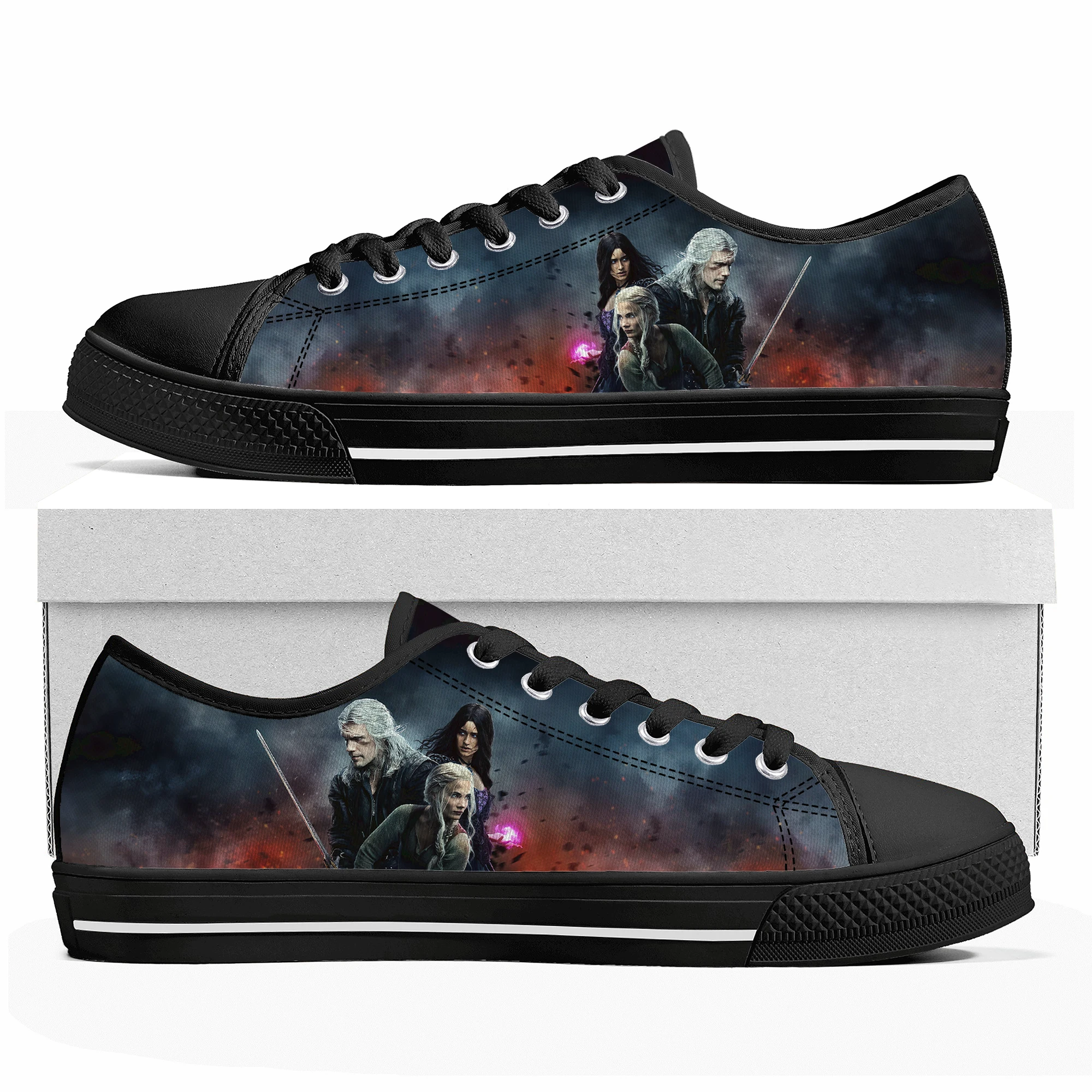 

The-Witcher Low Top Sneakers Mens Womens Teenager High Quality Symbol Wolf Canvas Sneaker couple Casual Shoes Custom Made Shoe