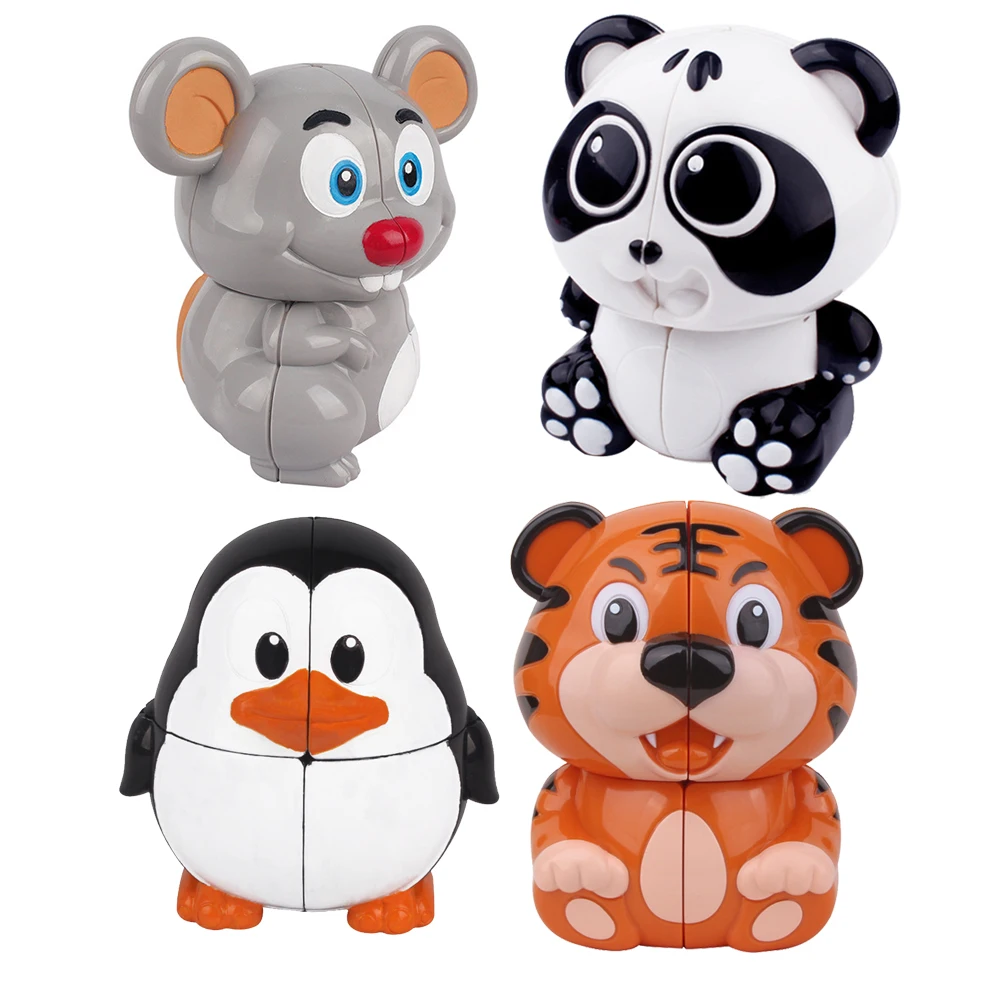 

YuXin Panda / Tiger / Mouse / Penguin 2x2 Magic Cube ZhiSheng Animal puzzle mini Tiger 2x2 Keychain Stickers baby kids toys