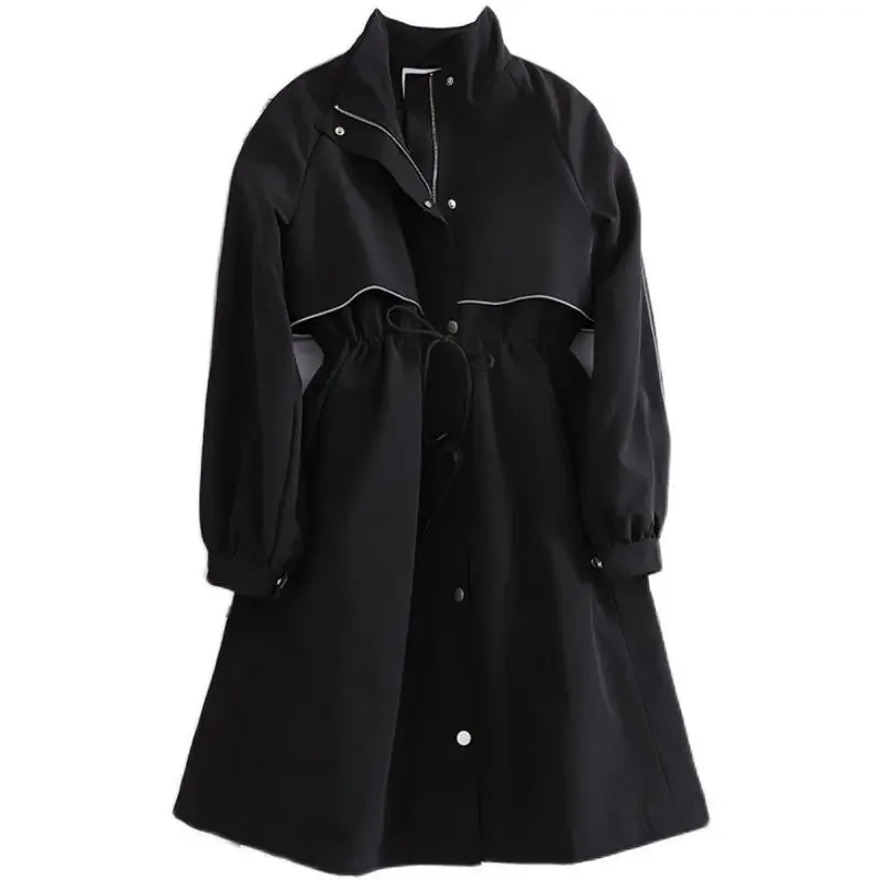 

Women's Casual Tunic Zip Up Trench Coat Thickened Cotton Lined Pea Coat Outdoor Windbreaker Winter Coat with Pocket