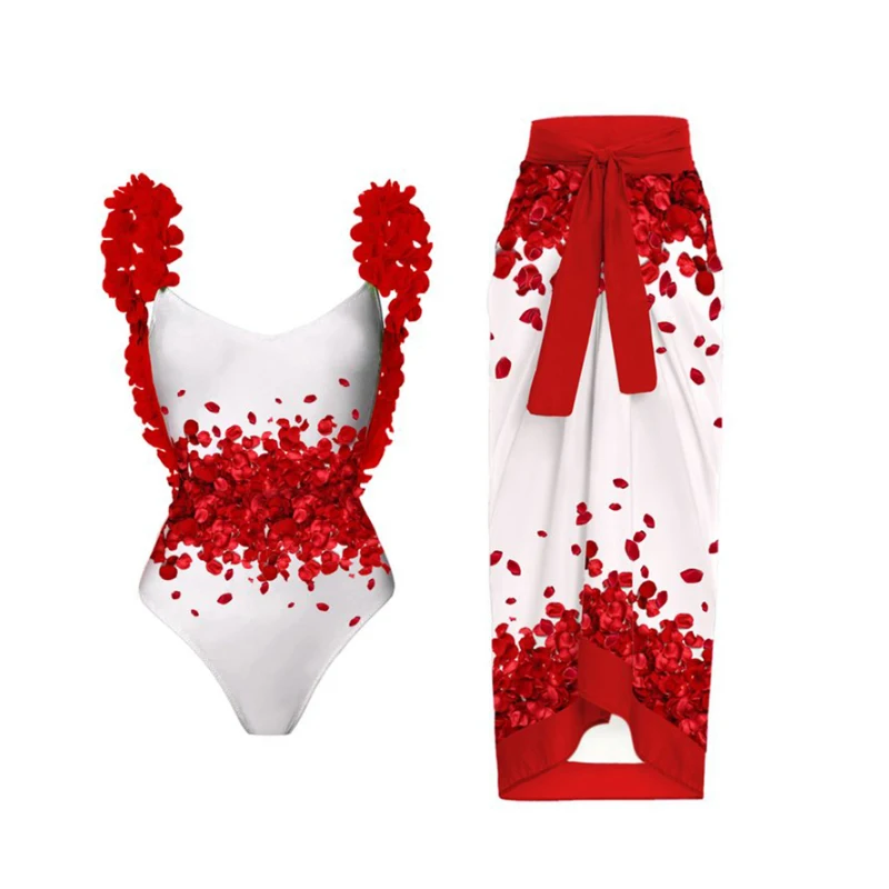 2023 Fashion Red Off-the-Shoulder 3D Flower Sleeveless One Piece Swimsuit and Skirt Summer Swimwear Women Beachwear Bathing Suit
2023 Fashion Red Off-the-Shoulder 3D Flower Sleeveless One Piece Swimsuit and Skirt Summer Swimwear Women Beachwear Bathing Suit