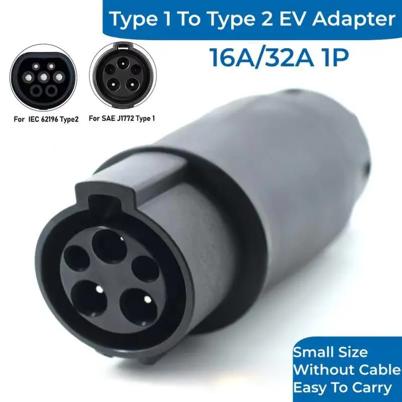 

EV Charger Adapter Socket Type1 to Type2 16A/32A J1772 to IEC 62196 EVSE Electric Vehicle Charging Converter Connector Plug