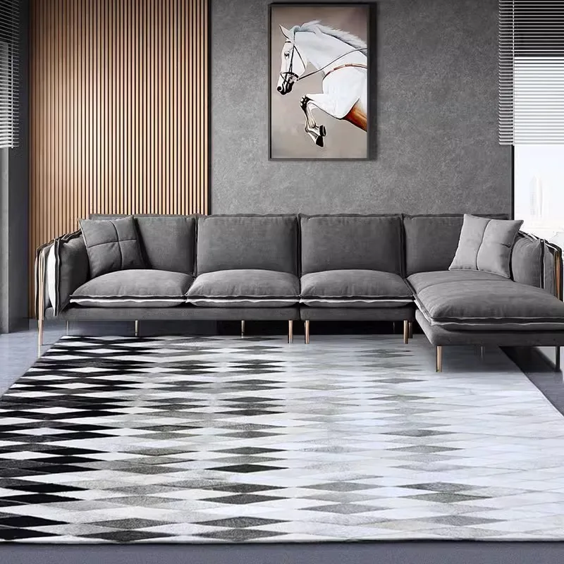 

Creative Design Cowhide Patchwork Carpet for Living Room Handmade Large Area Rug Genuine Cow Hide Floor Mat Study Room Nordic