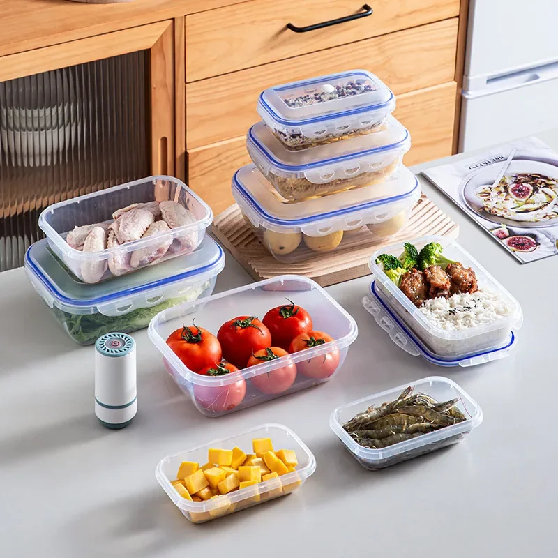 

Microwaveable Vacuum Food Storage Box Bento Box Transparent Storage Container Fridge Organizer Lunch Box Food Sealing Organizer