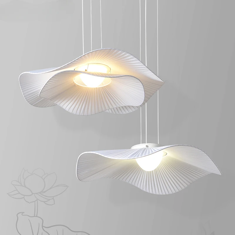 

Nordic personalized restaurant chandelier simple modern creative lotus leaf straw hat lamp designer art study bedroom Chandelier
