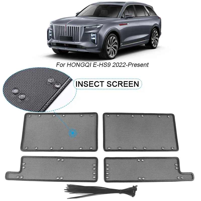 

4pcs Car Insect-proof Air Inlet Protection Cover For HONGQI E-HS9 2022-2025 Insert Vent Racing Grill Filter Net Auto Accessories