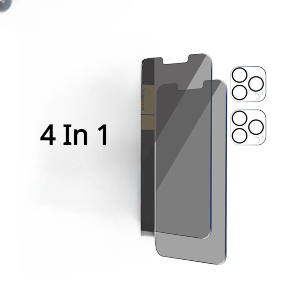 

4 In 1 Privacy Tempered Glass Screen Protector With Camera Lens For IPhone 14 13 12 11 Pro Max X XR XS Max 7 8Plus SE2 SE3 Film