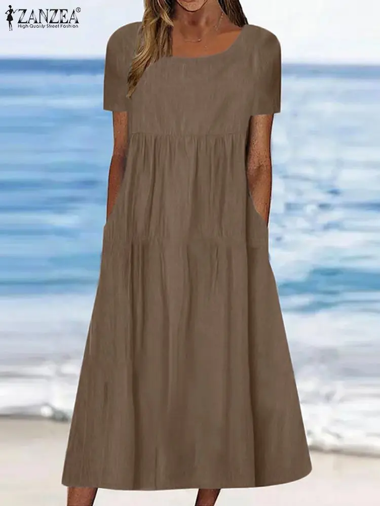 Vintage Summer Dress Women Bohemian Beach Sundress O-Neck Short Sleeve Vestidos ZANZEA Casual Holiday Robe Fashion Loose Dresses
Vintage Summer Dress Women Bohemian Beach Sundress O-Neck Short Sleeve Vestidos ZANZEA Casual Holiday Robe Fashion Loose Dresses