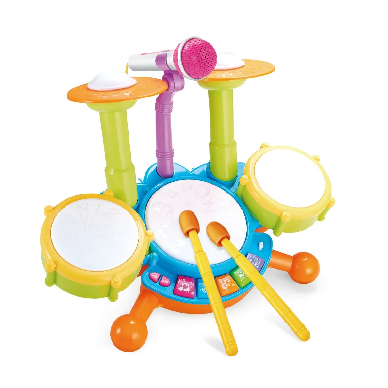 

Children's Musical Instrument Toys Simulation Plastic Jazz Drums With Music Lights Baby Percussion Instruments Kids Puzzle Toys