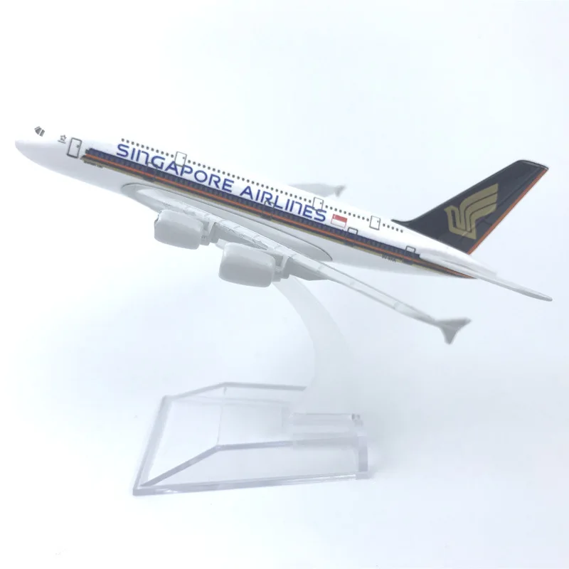 

16CM 1:400 Model Diecast Alloy Airplane Air Airbus Singapore A380 Airline Display Model Collection With Stand Display Toys Gift