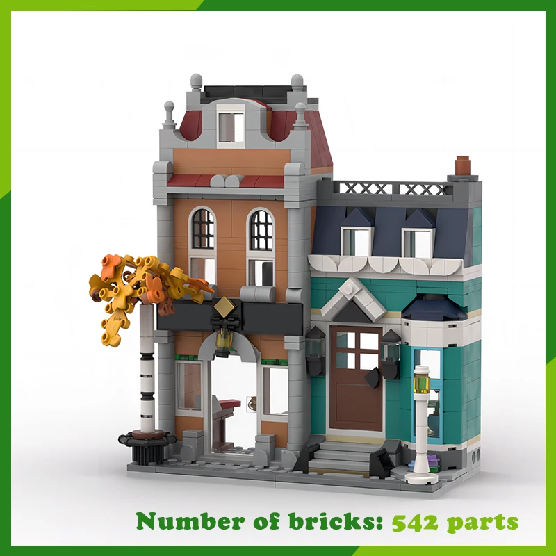 

MOC Building Blocks Bookshop Urban Architecture Model DIY Bricks Street View Series Creative Assembly Toys Christmas Present