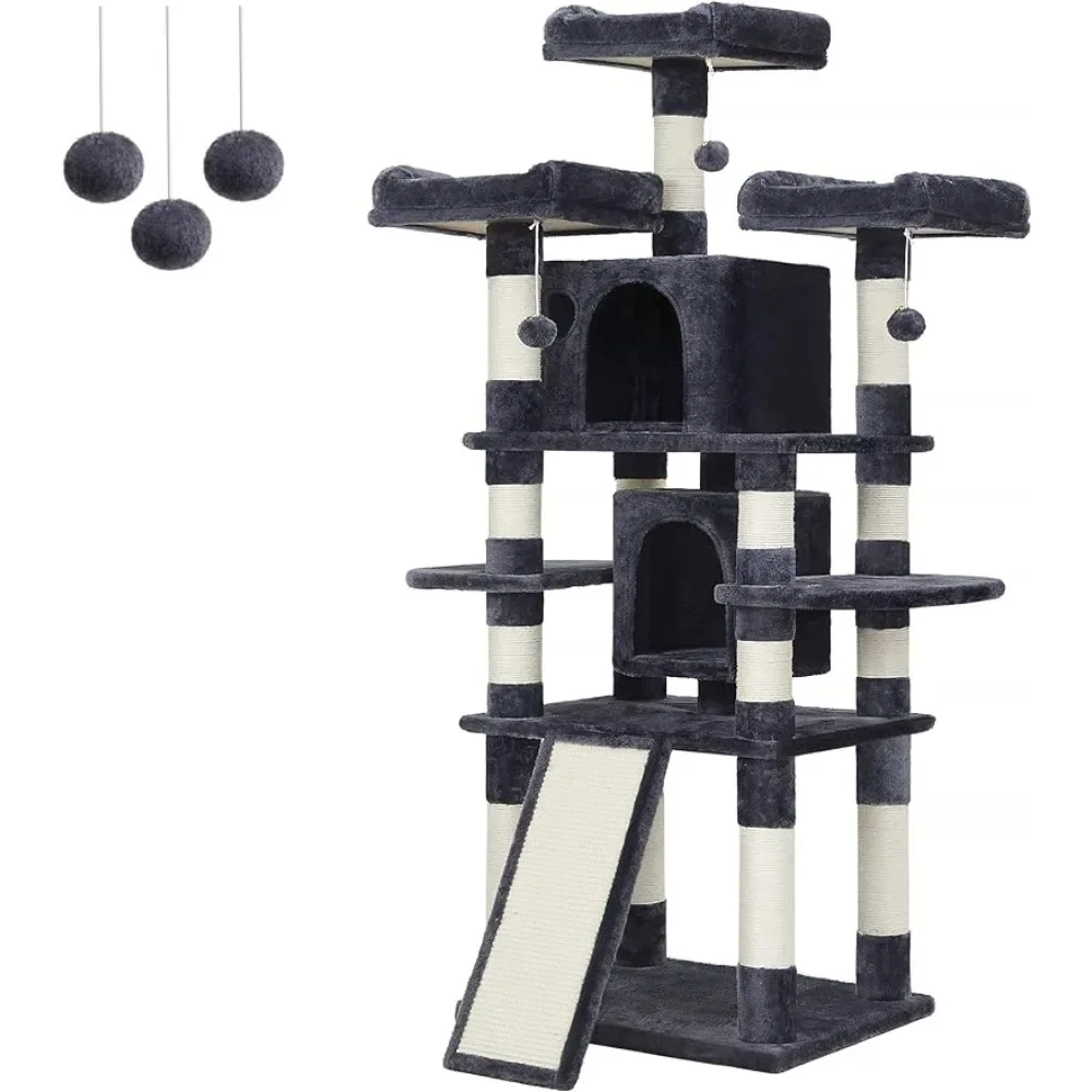 

With Cozy Perches Tree for Cats Stable 67-Inch Multi-Level Cat Tree for Large Cats Smoky Gray Freight Free Toys Tower Supplies