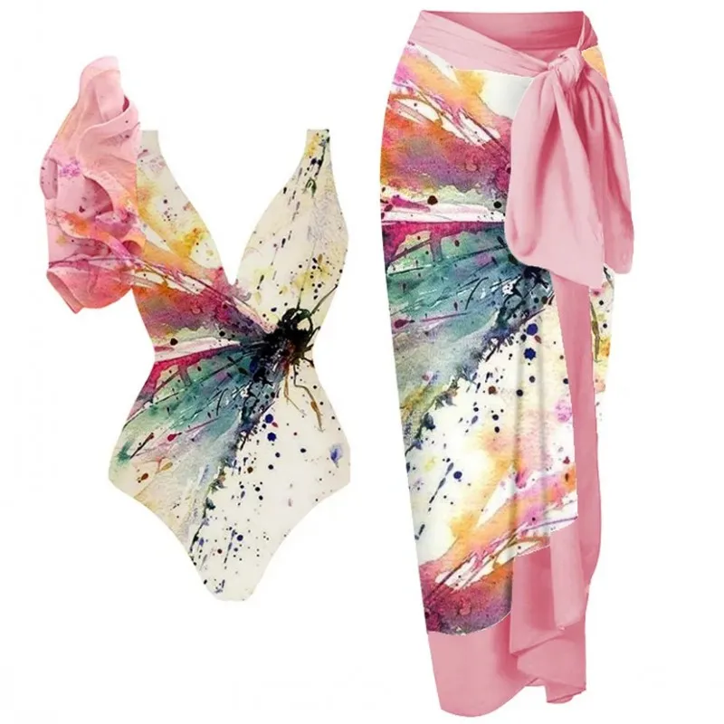 Fashion Swimwear Women With Skirt Bathing Suit Summer New Ruffle Splice Print Beachwear Holiday Bikini Cover Ups Outfits
Fashion Swimwear Women With Skirt Bathing Suit Summer New Ruffle Splice Print Beachwear Holiday Bikini Cover Ups Outfits
