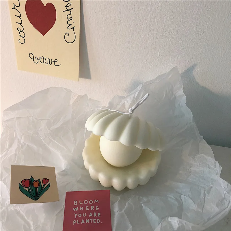 Жемчужная силиконовая форма в виде свечи, 3D форма для ароматерапии, ракушка для мыла, силиконовая форма для свечи, форма для выпечки ручной р...