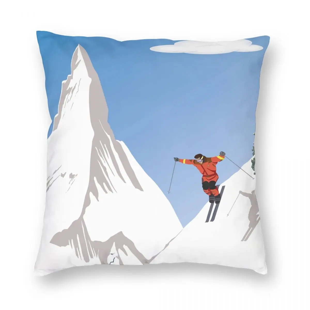 

Zermatt Valais Швейцария Лыжная квадратная наволочка полиэстер Лен бархат печатный молния Декор броска подушка для детской комнаты