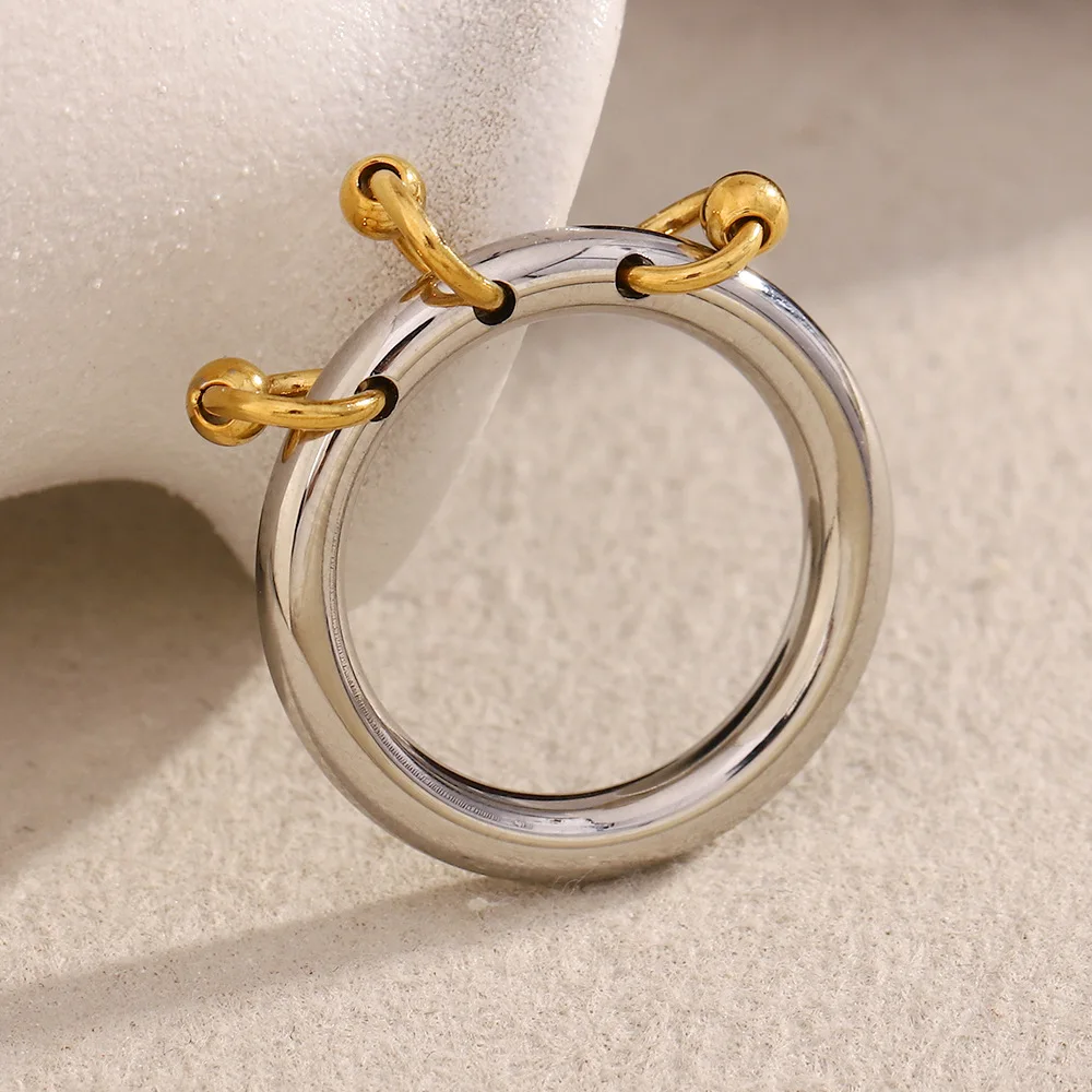 316L Stainless Steel Two-color Mix Color Rings for Women Men Waterproof Jewelry Women's Charm Statement Ring Cool Gifts Anillos 24 S8c5a42e1074348679440fe89d0bfd77a4