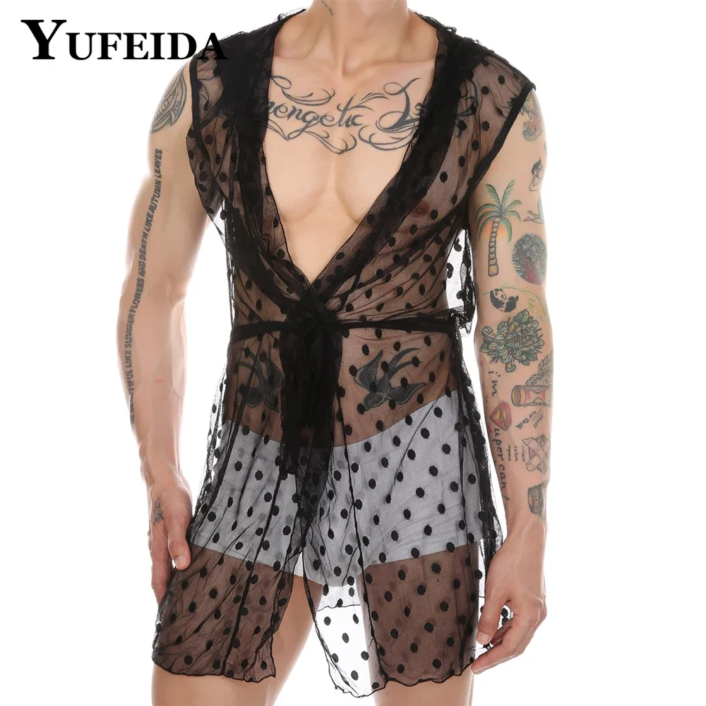 YUFEIDA Men Sissy Sexy Lace Up Hooded Bathrobes Mesh Lace See Through Homewear Sexy Nightwear Nightgown Hoodies Loose Bath Robes
YUFEIDA Men Sissy Sexy Lace Up Hooded Bathrobes Mesh Lace See Through Homewear Sexy Nightwear Nightgown Hoodies Loose Bath Robes