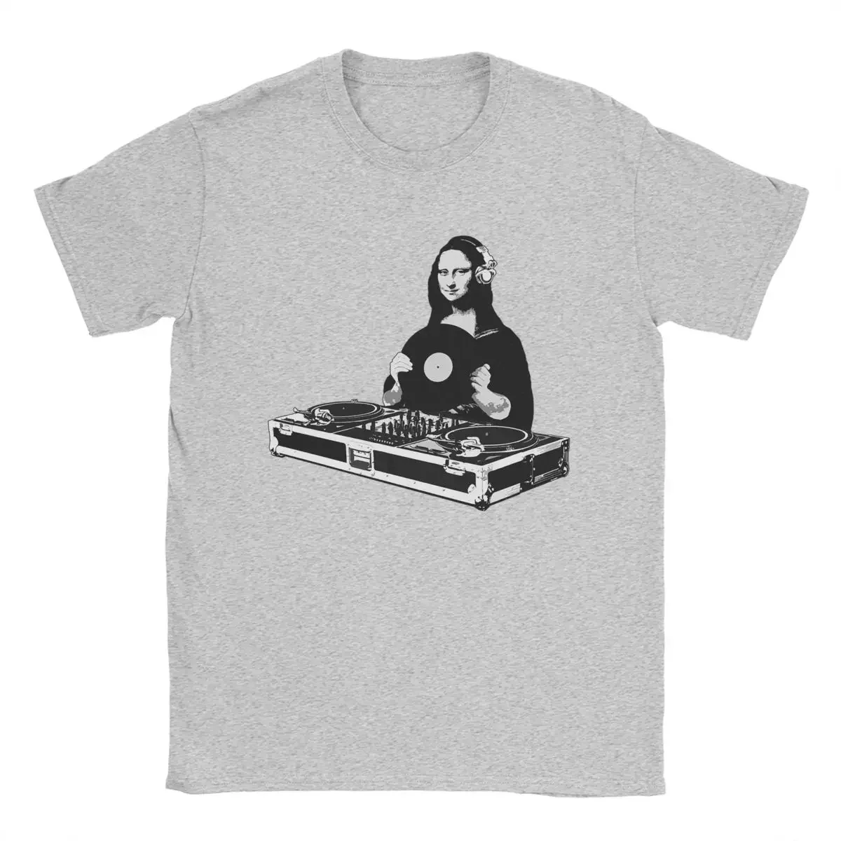 

Short Sleeve Crewneck Tee Shirt Gift Idea T-Shirts Men DJ Mona Lisa T Shirt Pure Cotton Clothes Humor graphic t shirts