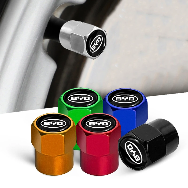 

4pcs Car Wheel Tire Valve Core Cap Car Logo Styling For BYD F3 F0 S6 Battery Tang Suragical Mask EV 2021 G3 F3R Care Lithium