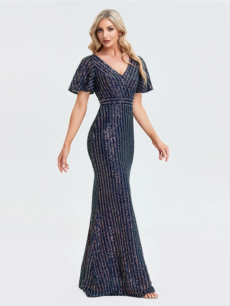 Women Elegant Mermaid Long Dresses 2023 New Summer V-Neck Short Sleeve Luxury Sequin Slim Formal Evening Party Wedding Vestidos
Women Elegant Mermaid Long Dresses 2023 New Summer V-Neck Short Sleeve Luxury Sequin Slim Formal Evening Party Wedding Vestidos