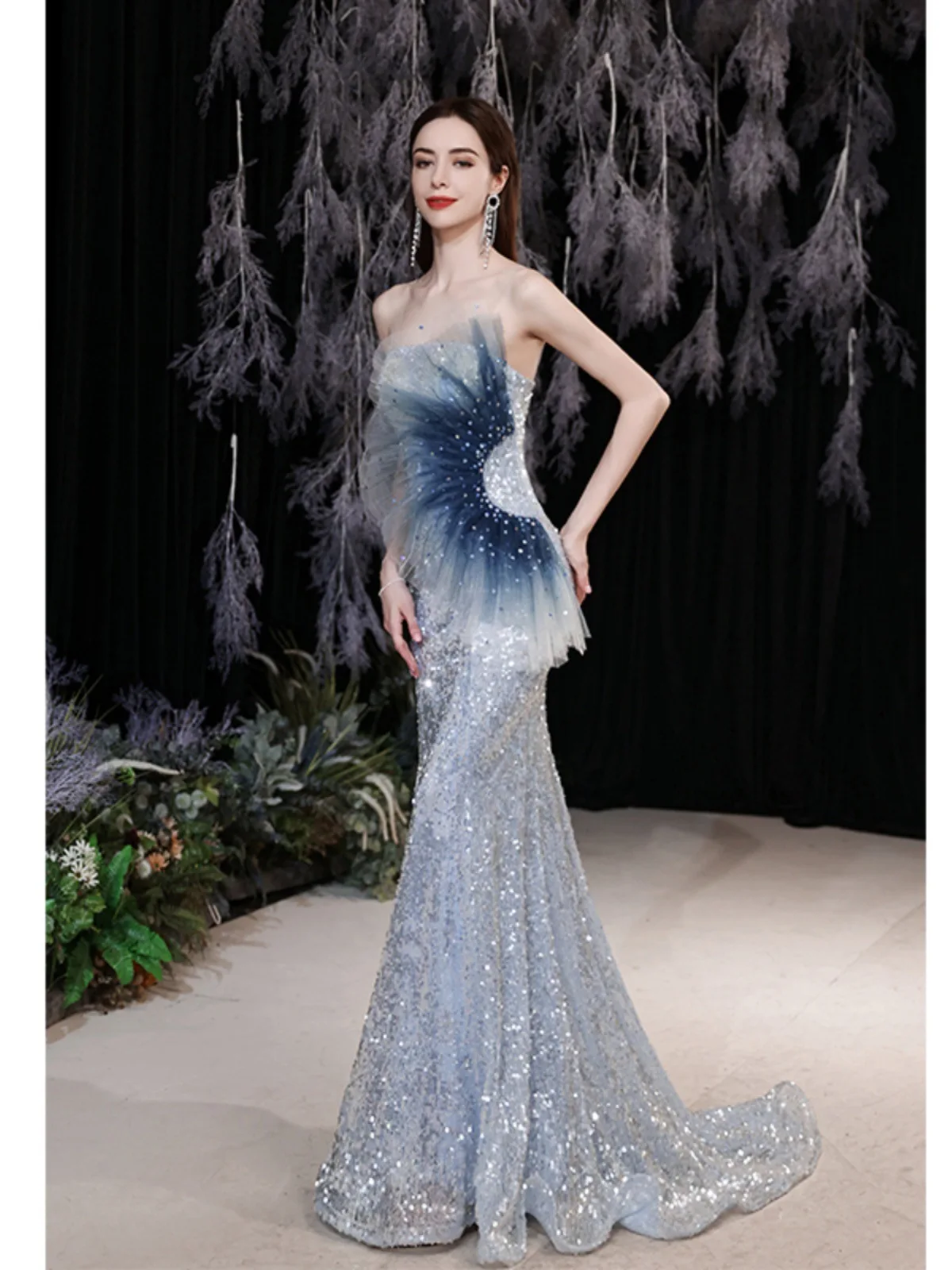 TW25 Blue Fish Beauty Banquet Performance Catwalk Host Starlight Bride Fishtail Toast Wedding Dress
TW25 Blue Fish Beauty Banquet Performance Catwalk Host Starlight Bride Fishtail Toast Wedding Dress