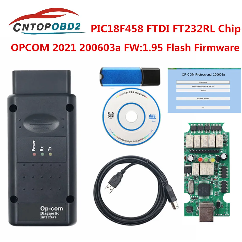 

OPCOM 2021 200603a With FTDI FT232RQ Chip For Opel OBD2 Diagnostic Scanner Until 2021 OBD2 CAN-BUS Code Reader Reset Reprogram