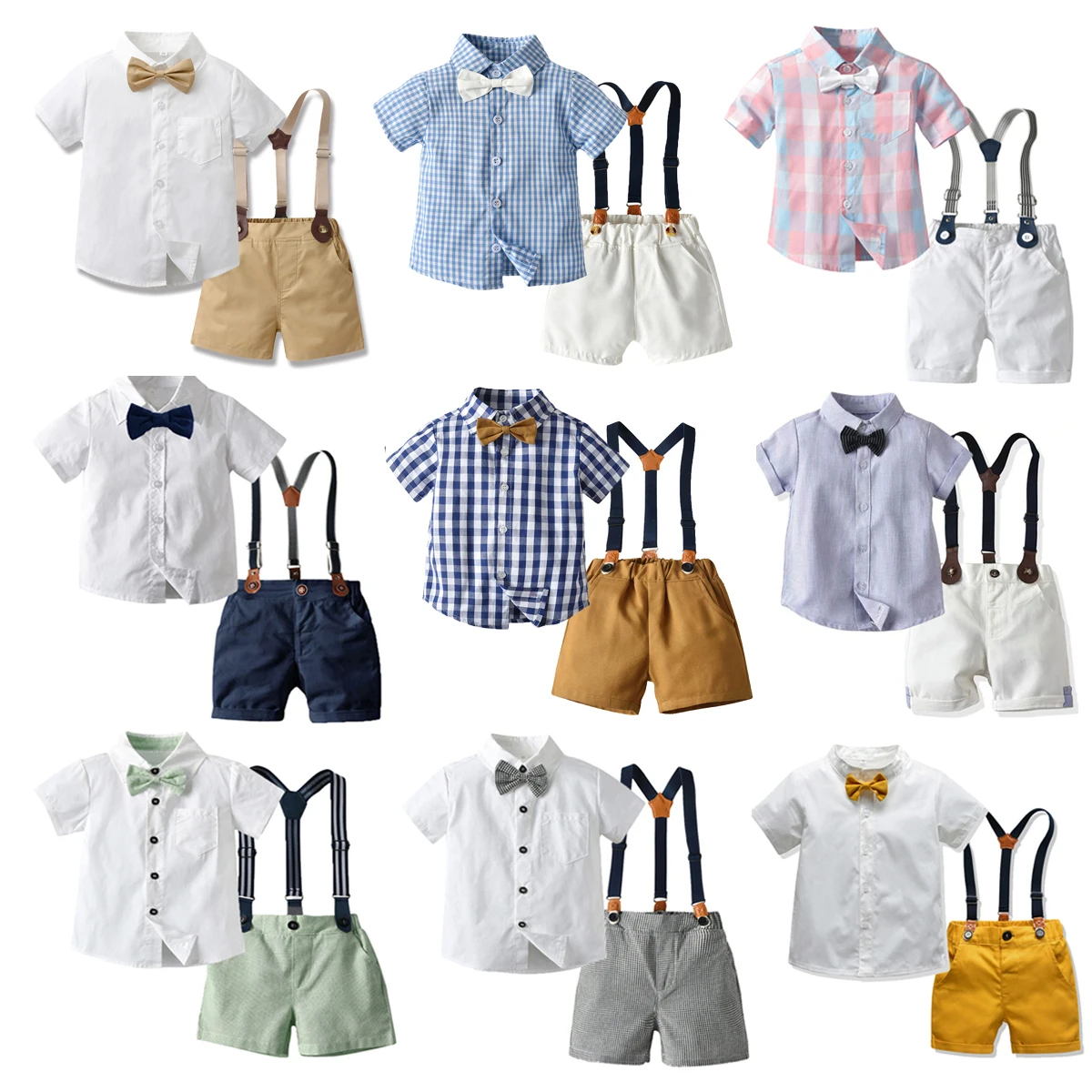 

Baby Boy Clothing Sets Infants Newborn Boy Clothes Long Sleeve Tops+Overalls 2PCS Outfits Summer Kids Bebes Clothing