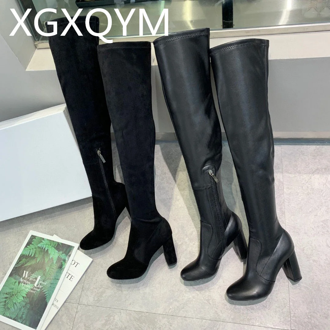 Soft Real leather Suede Leather Chunky High Heels Women Overknees Shoes Sexy Square Toe Platform Thigh High Long Boots
Soft Real leather Suede Leather Chunky High Heels Women Overknees Shoes Sexy Square Toe Platform Thigh High Long Boots