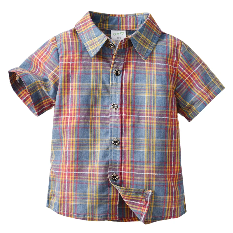 

Kids Shirt Baby Boys Clothes Summer Short Sleeve Bowtie Gentleman Tops Plaid Cotton Children Fashion Shirt Outerwear Clothing