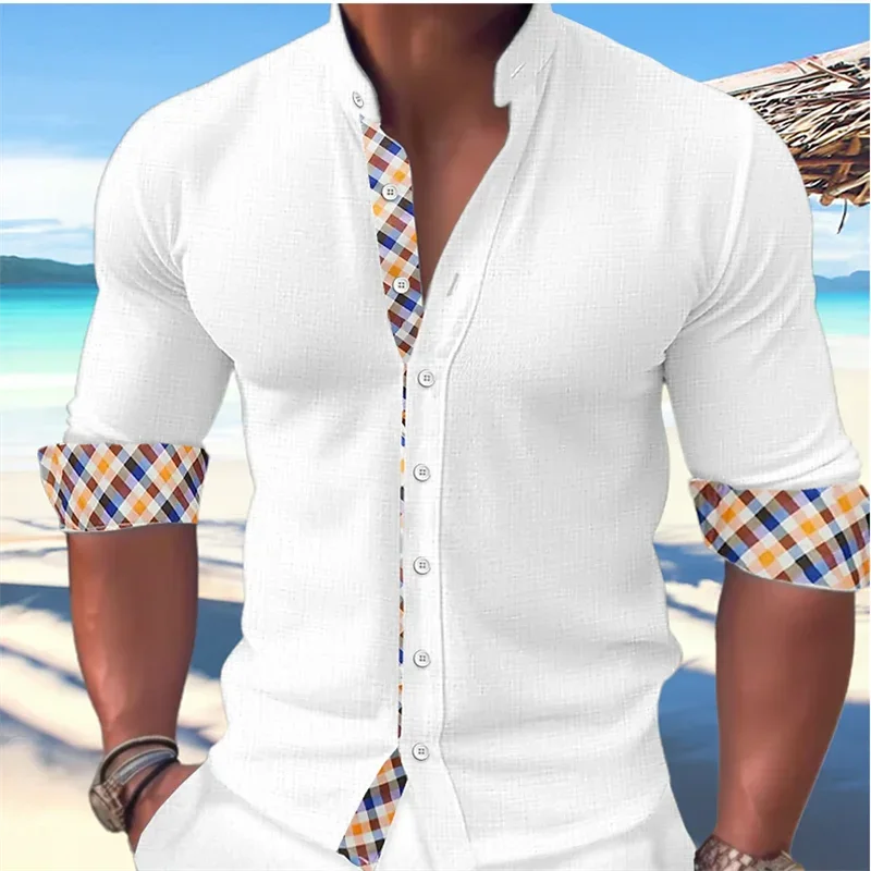 2024 Men's Shirt Button Casual Shirt Summer Beach Shirt Black White Long Sleeve Colorful Stand Collar Casual Patchwork Clothes
2024 Men's Shirt Button Casual Shirt Summer Beach Shirt Black White Long Sleeve Colorful Stand Collar Casual Patchwork Clothes