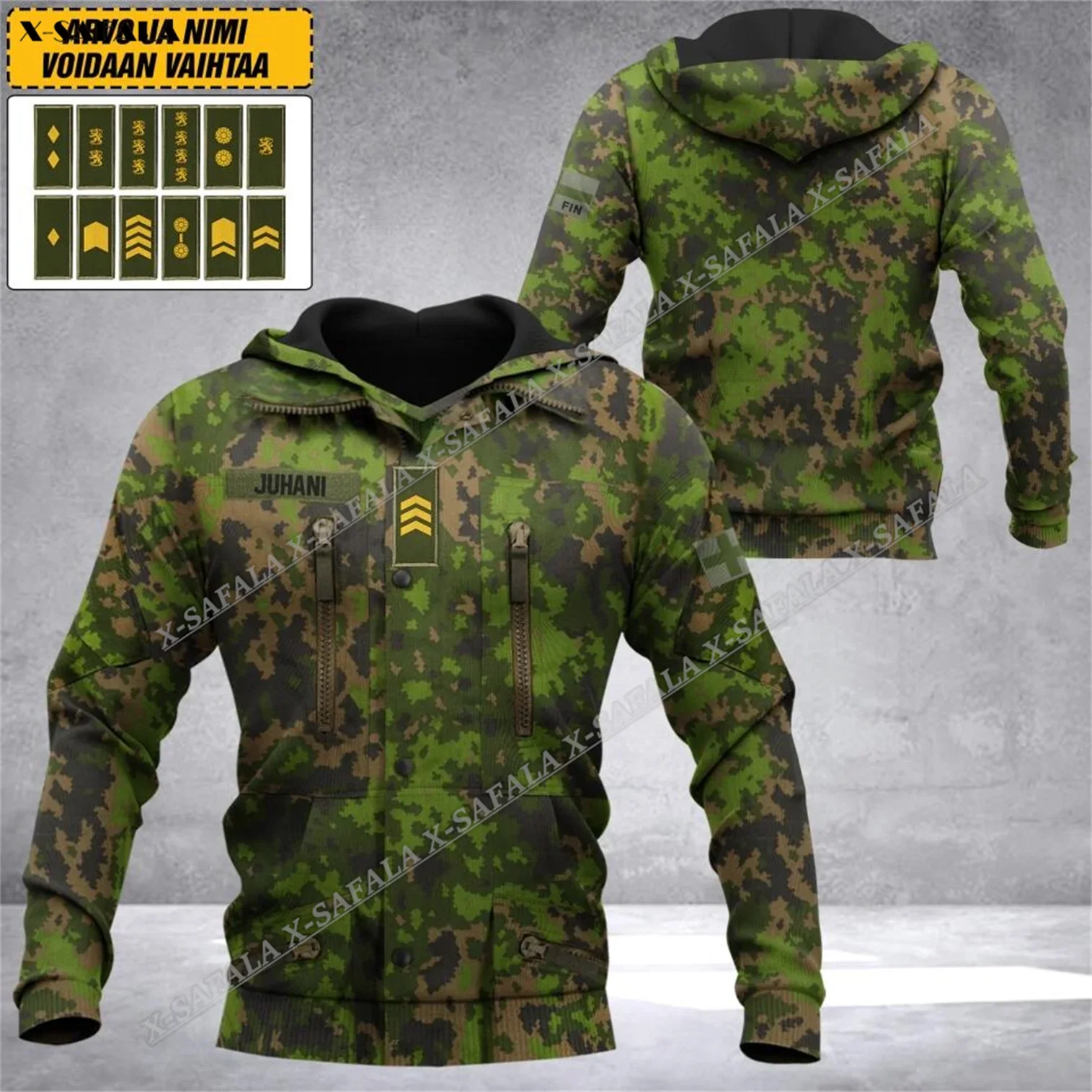 

French Finnish Irish Sweden Swedish ITALIAN Army Soldier VETERAN Camo 3D Print Hoodie Men Pullover Thick Cotton Jersey Outwear