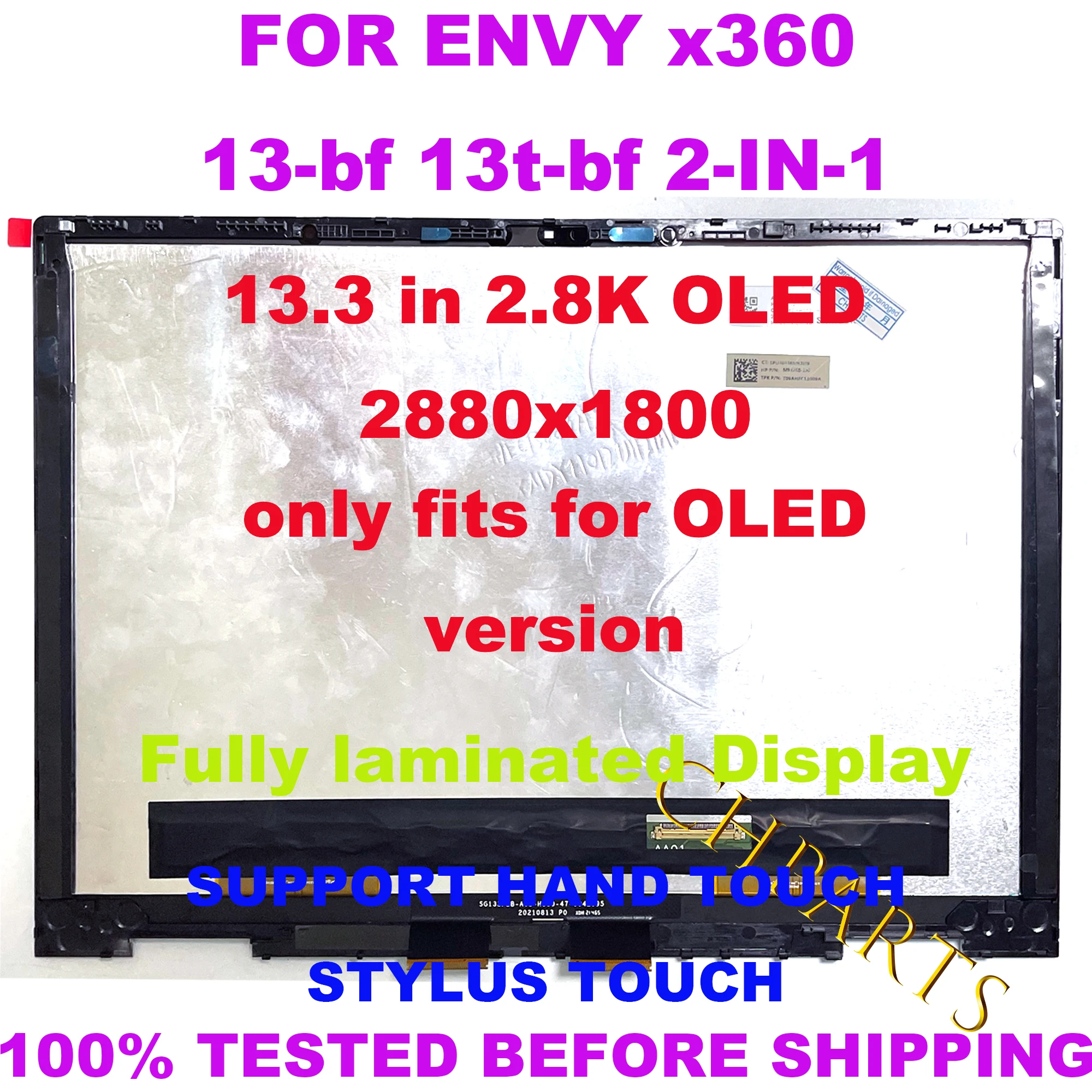 

13.3" OLED ATNA33AA01 For HP X360 ENVY 13-bf 13t-bf 2-IN-1 LCD Touch Screen Laptop Replacement Assembly Display Panel