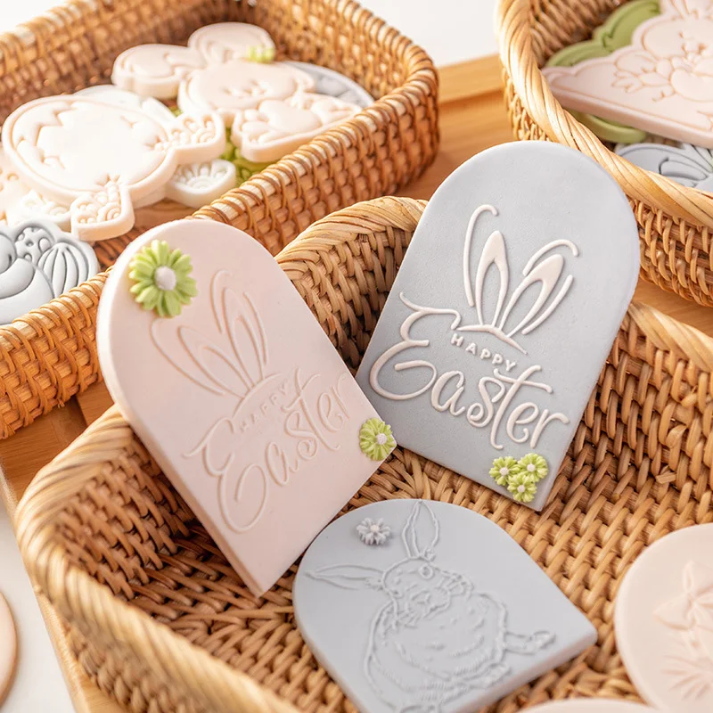 Тисненые формы в виде кролика на Пасху для выпечки печенья мастики цветочная