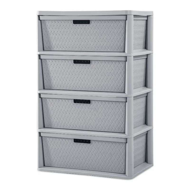 

Sterilite Wide 4 Drawer Cross-Weave Tower Cement