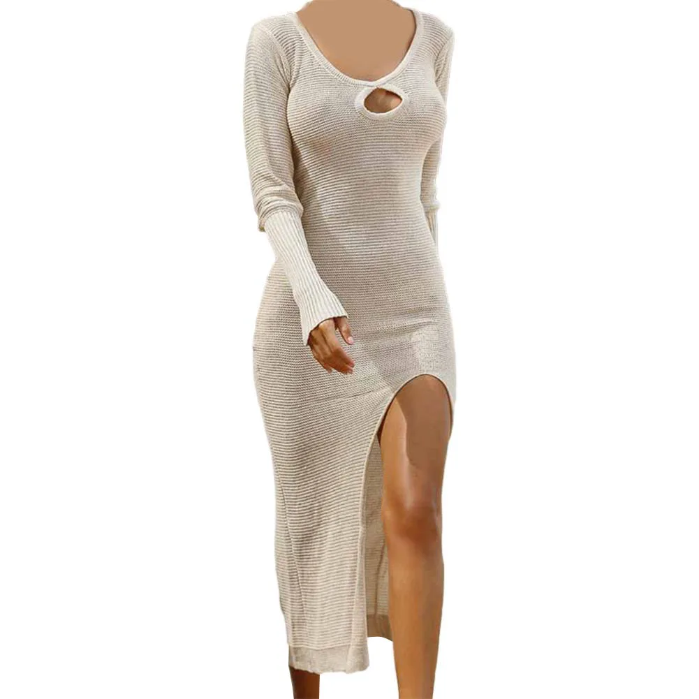 Solid Khaki Dress Long Sleeve Dress Knitted Long Sleeve Polyester Round Neck Side Split Dress Solid Khaki Dress
Solid Khaki Dress Long Sleeve Dress Knitted Long Sleeve Polyester Round Neck Side Split Dress Solid Khaki Dress