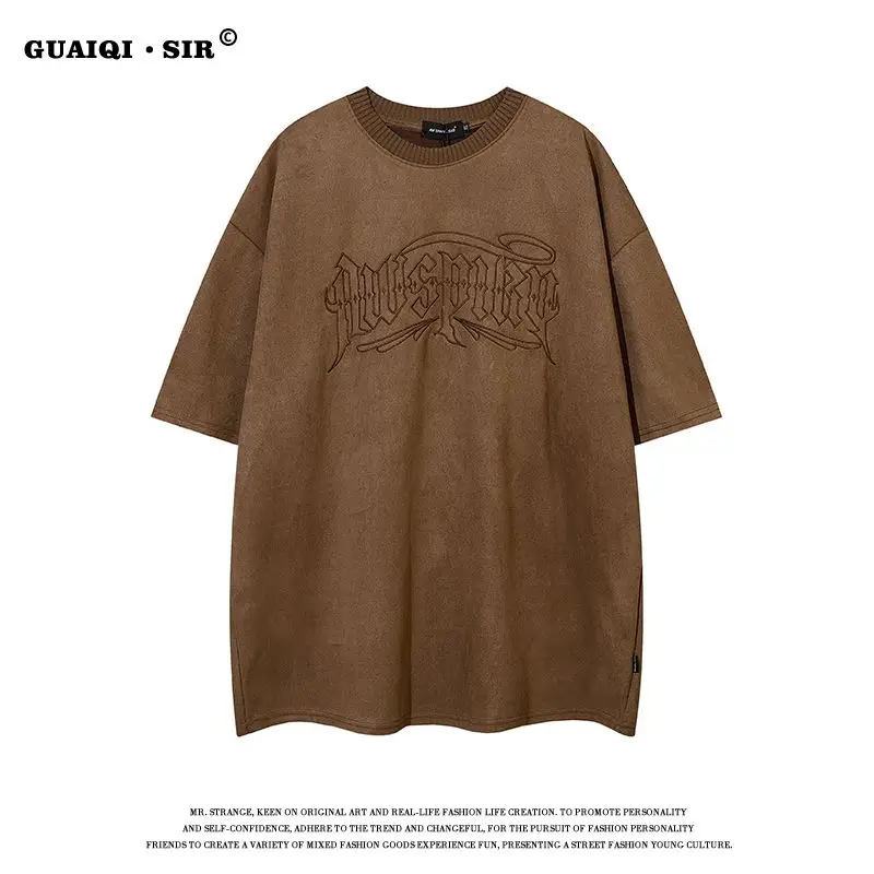 Original national fashion American retro brown embroidered suede short-sleeved T-shirt men's ins fashion brand design y2k tops
Original national fashion American retro brown embroidered suede short-sleeved T-shirt men's ins fashion brand design y2k tops